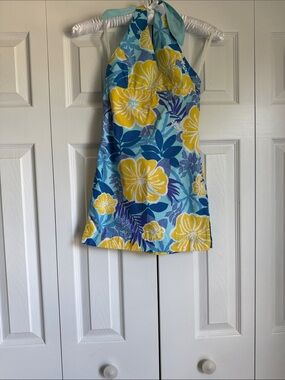 Girl’s Lilly Pulitzer Size 7 Floral Summer Dress in Yellow, White & Blue Floral